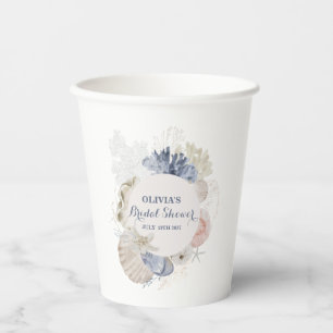 Gobelets En Papier Baie côtière coquillage bleu shower de mariage