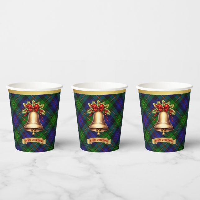 Gobelets En Papier Baillie personnalisé Tartan Noël (Multi)