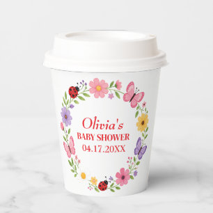 Gobelets En Papier Bain de bébé fille Fleur sauvage coccinelle