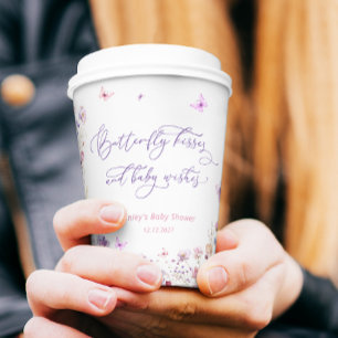 Gobelets En Papier Baisers à papillon et Baby shower de voeux pour bé