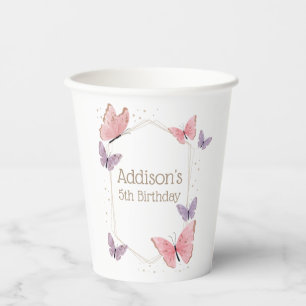 Gobelets En Papier Baisers à papillon et voeux d'anniversaire Annive