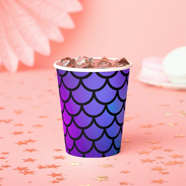 Gobelets En Papier Balances de sirène bleu rose pourpre Anniversaire (Insitu)