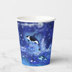 Gobelets En Papier Baleines tueuses sur tasses à papier Pleine lune -