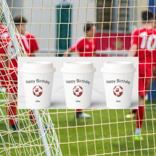 Gobelets En Papier Balle de football rouge Custom Anniversaire