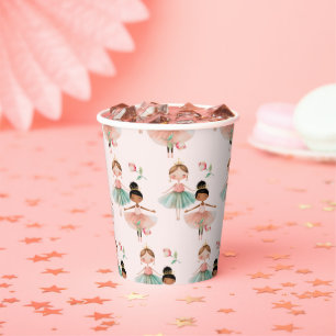 Gobelets En Papier Ballerina Ballet rose Motif Anniversaire