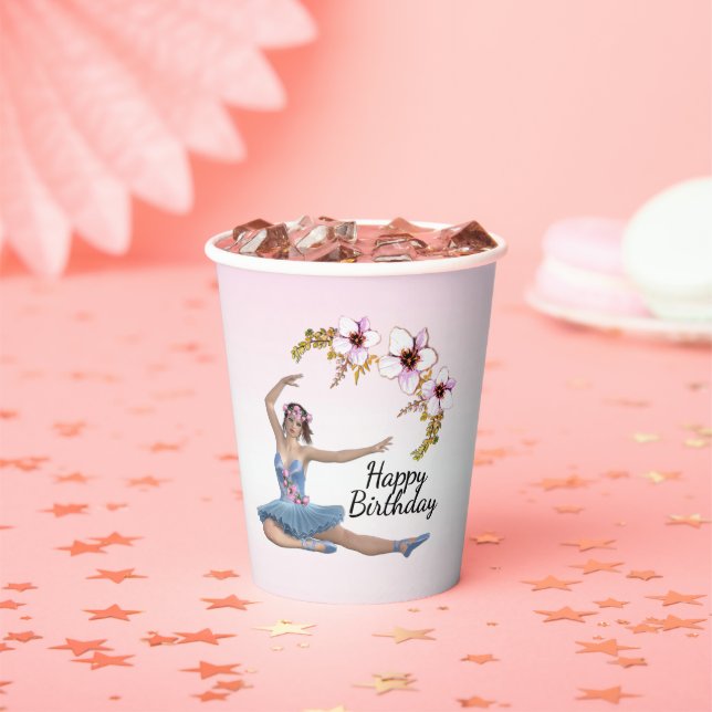 Gobelets En Papier Ballerina en bleu rose Accents Anniversaire (Insitu)