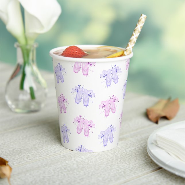 Gobelets En Papier Ballet rose et violet Anniversaire Pointe Chaussur (Insitu)