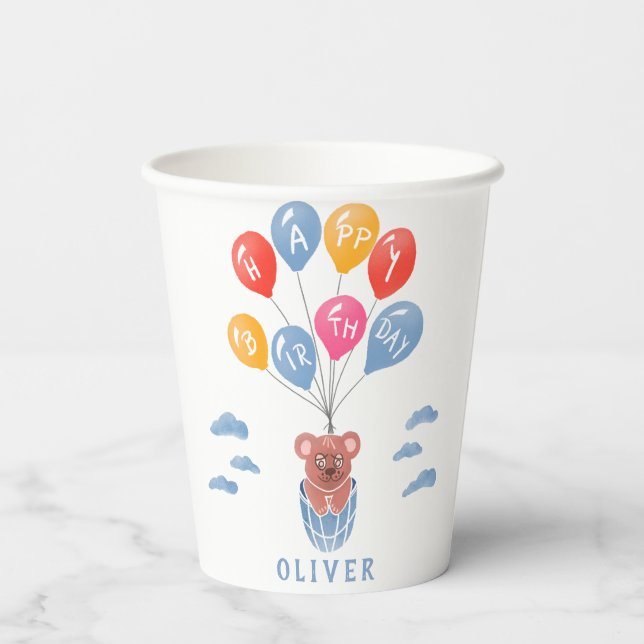 Gobelets En Papier Ballons à ours en peluche mignonne garçon fête d'a (Verso)