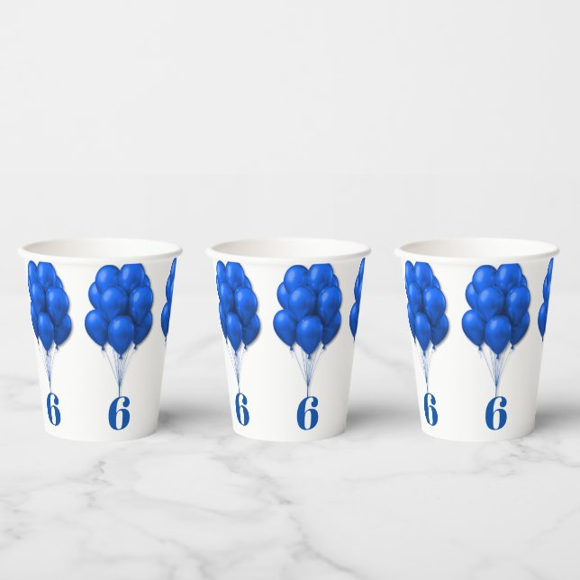 Gobelets En Papier Ballons Bleus Enfants Anniversaire Modèle (Multi)