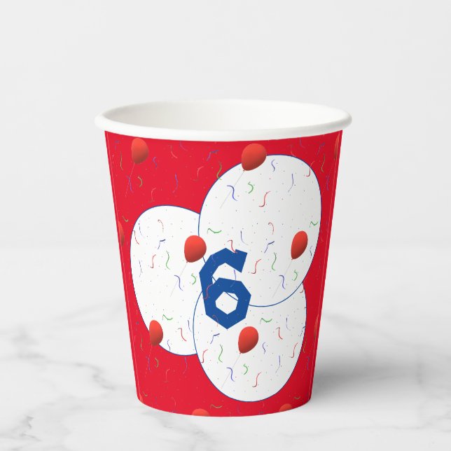 Gobelets En Papier Ballons lumineux et Confetti Anniversaire tasse de (Recto)