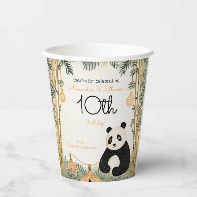 Gobelets En Papier Bambou et Panda beige Whimsical (Recto)