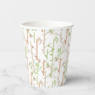 Gobelets En Papier Bambou Foliage Oriental Feuilles de verdure