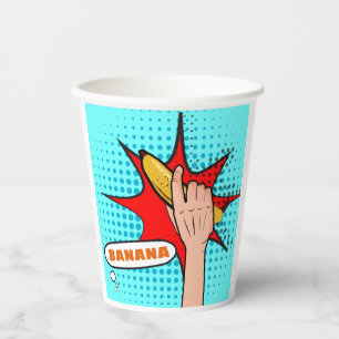 Gobelets En Papier Banane dans le style de la bande dessinée Pop Art