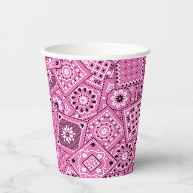 Gobelets En Papier Bandanna rose (Recto)