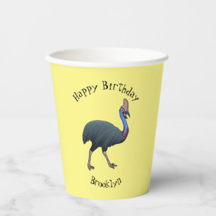 Gobelets En Papier Bande dessinée d'oiseau joyeux