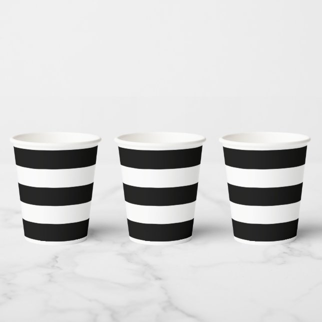 Gobelets En Papier Bandes noir et blanc (Multi)
