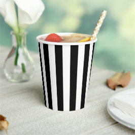 Gobelets En Papier Bandes noires et blanches, Motif rayé, Lignes