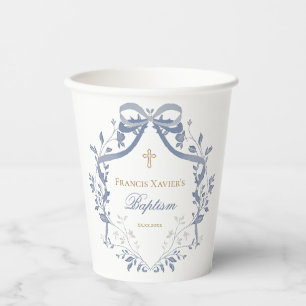 Gobelets En Papier Baptême élégant arc bleu