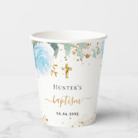Baptême eucalyptus bleu clair bébé garçon floral