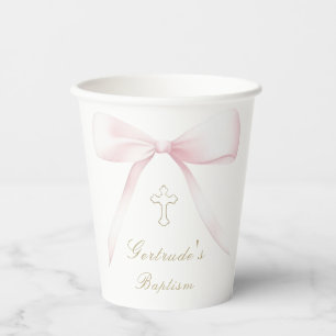 Gobelets En Papier Baptême fille arc rose
