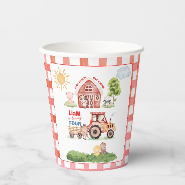 Gobelets En Papier Barnyard Fun Any Age Birthday (Recto)