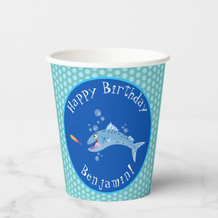 Gobelets En Papier Barracuda faim pêche anniversaire personnalisé