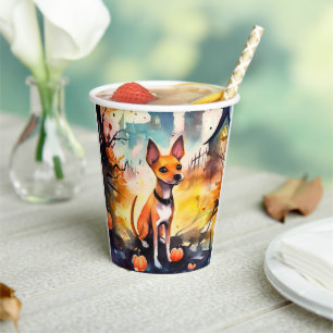 Gobelets En Papier Basenji D'Halloween Avec Peur Citrouille