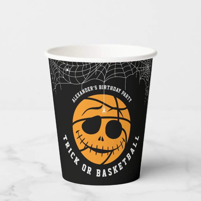 Gobelets En Papier Basket d'Halloween Ball Trick ou Basketball Annive (Verso)
