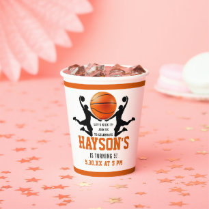 Gobelets En Papier Basket orange Boy 5E fête d'anniversaire