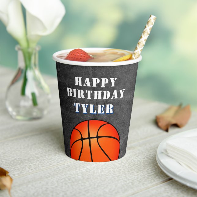 Gobelets En Papier Basketball Ball Chalkboard Photo Anniversaire (Insitu)
