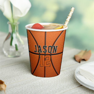 Gobelets En Papier Basketball Personnalisé avec Nom et Âge