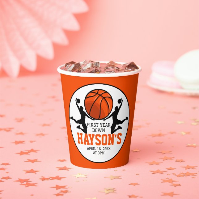 Gobelets En Papier Basketball première année bas 1er anniversaire (Insitu)