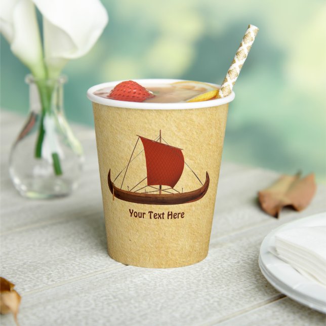 Gobelets En Papier Bateau viking à voile rouge II (Insitu)