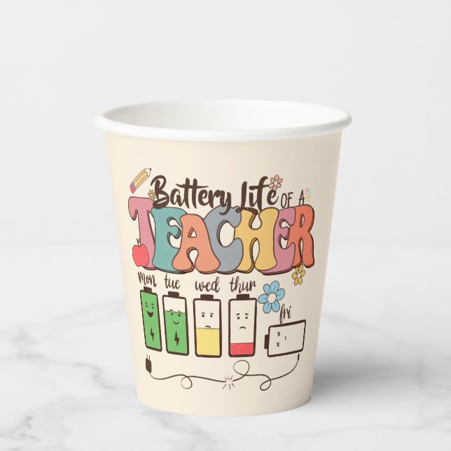 Gobelets En Papier Batterie à vie de l'enseignant (Recto)