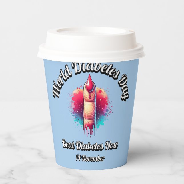 Gobelets En Papier Battez Le Diabète Maintenant. Journée mondiale du  (Recto)