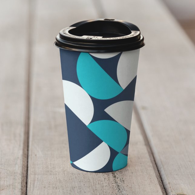 Gobelets En Papier Bauhaus Vector (Blue bauhaus theme kids,adult party stationery, birthday party use and throw paper cups)