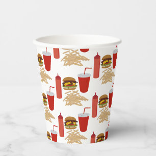 Gobelets En Papier BBQ Motif Burger Fast Food