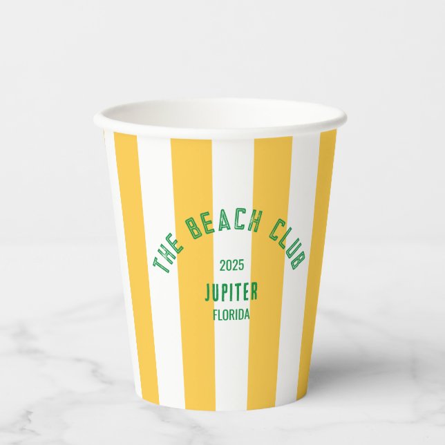 Gobelets En Papier Beach Club Crest - Jupiter Floride - Conception pe (Recto)