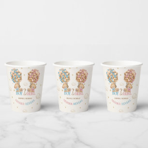 Gobelets En Papier Bear Balloon Boho Rose Bleu Sexe Révélation