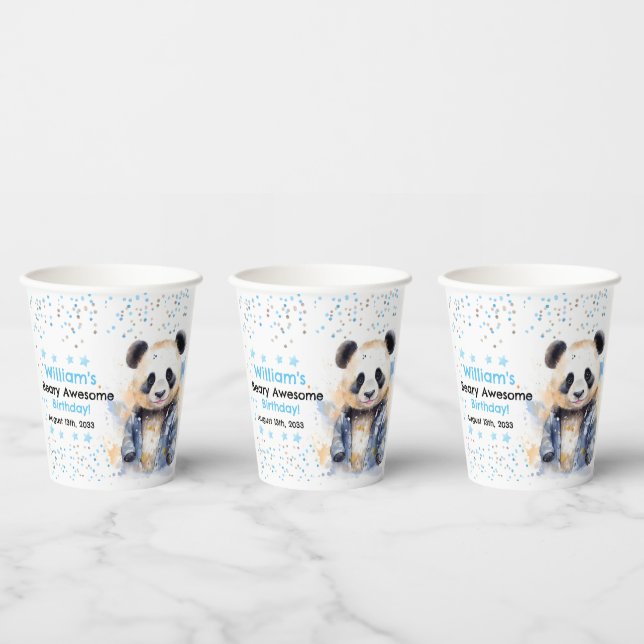Gobelets En Papier Beary Awesome Boys Aquarelle Panda Anniversaire (Multi)