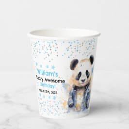 Gobelets En Papier Beary Awesome Boys Aquarelle Panda Anniversaire