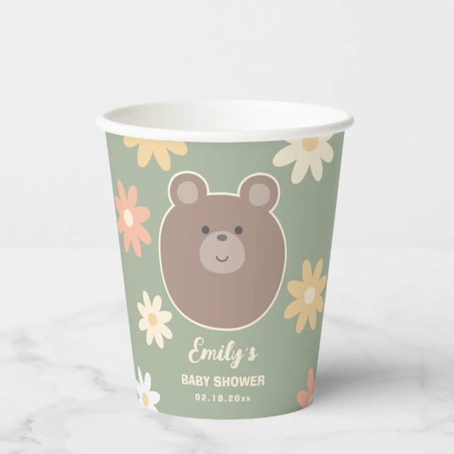 Gobelets En Papier Beary mignonne Ours En Teddy Printemps Baby shower (Recto)