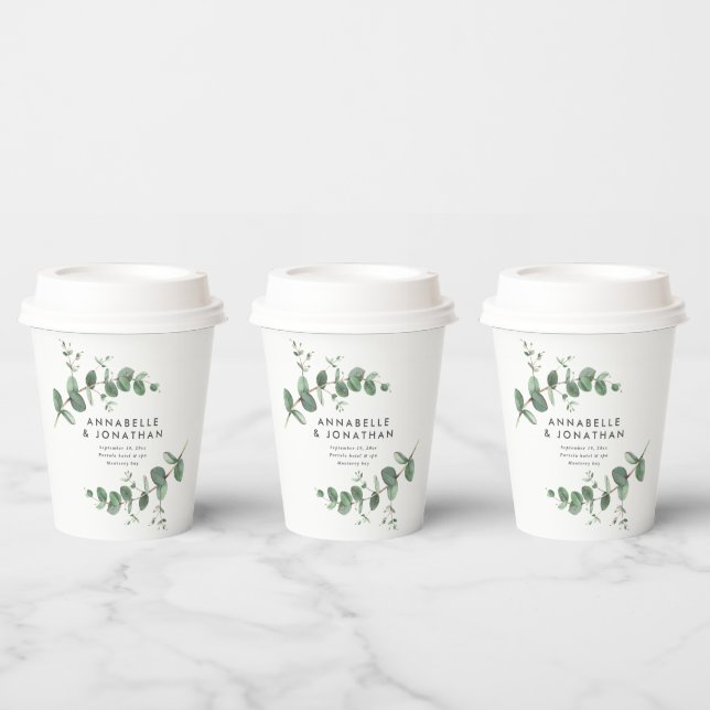 Gobelets En Papier Beau délicat mariage de feuillage d'eucalyptus (Multi)