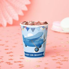 Gobelets En Papier Bébé à bord ! Baby shower d'avion