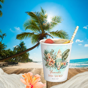 Gobelets En Papier Bébé à bord Surf tropical Baby shower neutre