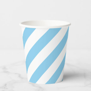 Gobelets En Papier Bébé Bleu et Blanc Grandes Dimensions Diagonales
