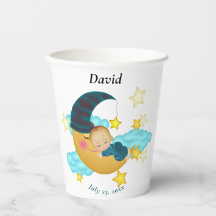 Gobelets En Papier Bébé Casquette bleu foncé sur une lune