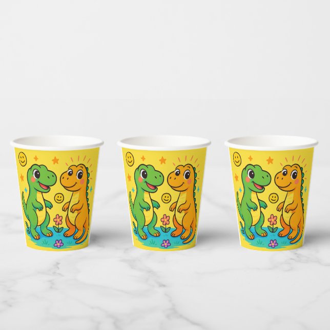 Gobelets En Papier Bébé Dinosaure Tasses à thème Papier (Multi)