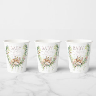 Gobelets En Papier Bébé en Fleur Bois Floral Bébé Fille Douche