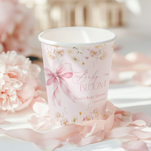 Gobelets En Papier Bébé en Fleur Bow rose pâle Bow printemps floral